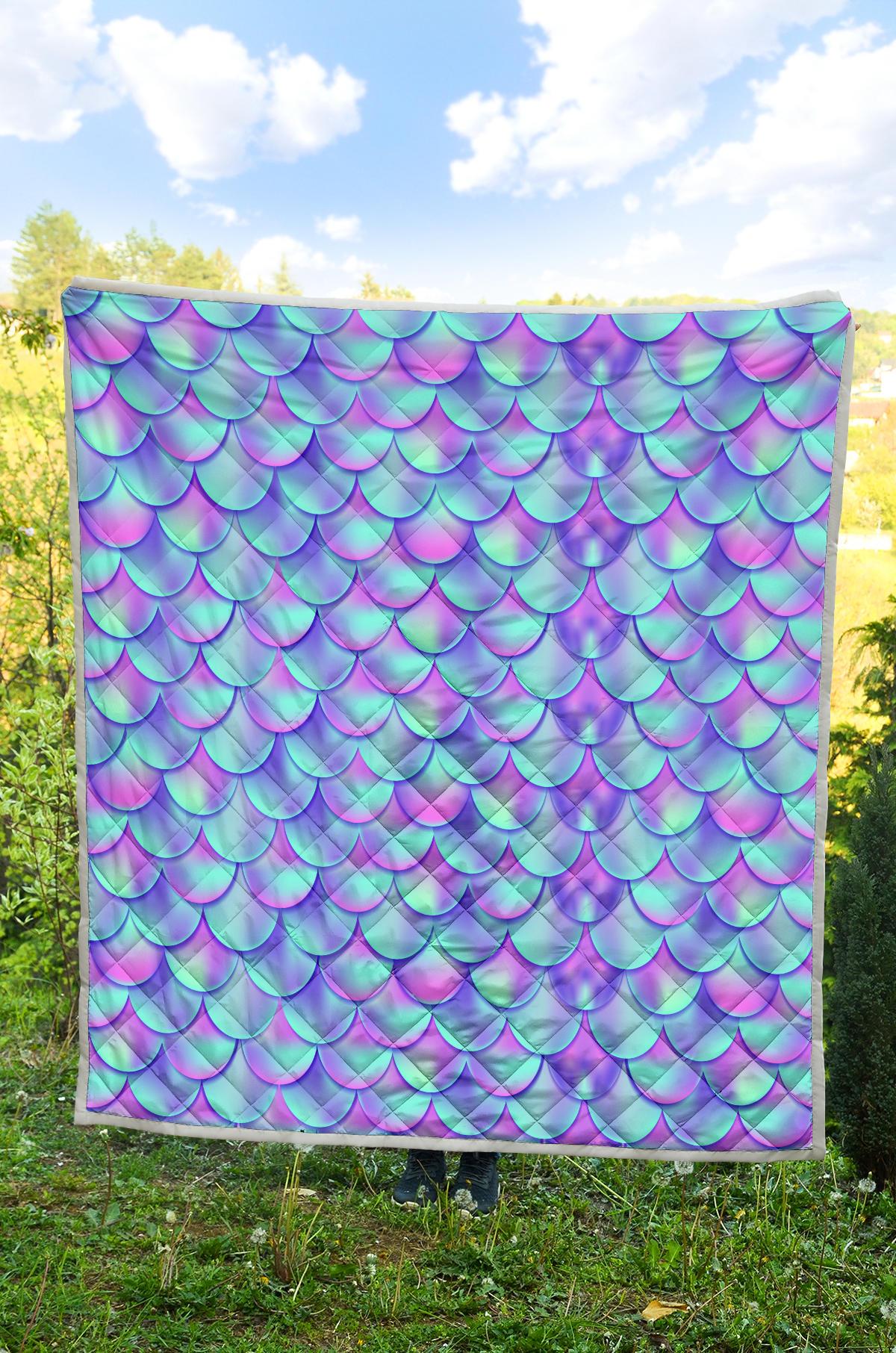Mermaid Tail Design Print Pattern Premium Quilt-JTAMIGO.COM