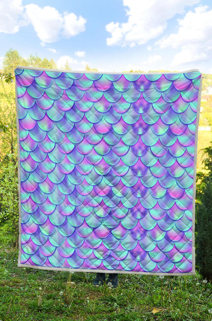Mermaid Tail Design Print Pattern Premium Quilt-JTAMIGO.COM