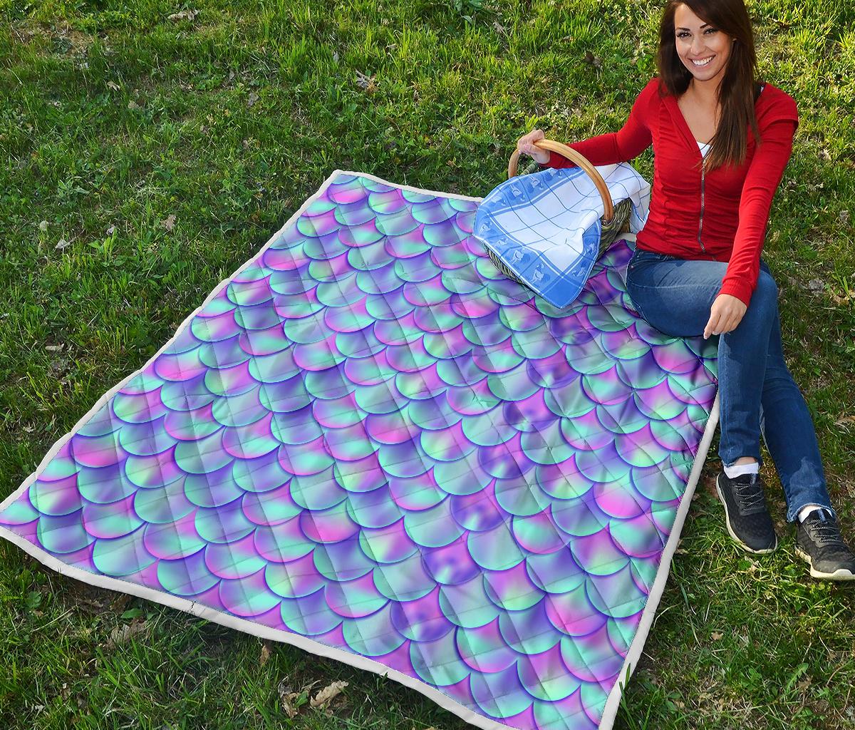 Mermaid Tail Design Print Pattern Premium Quilt-JTAMIGO.COM