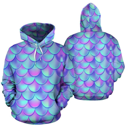 Mermaid Tail Design Print Pattern Pullover Hoodie