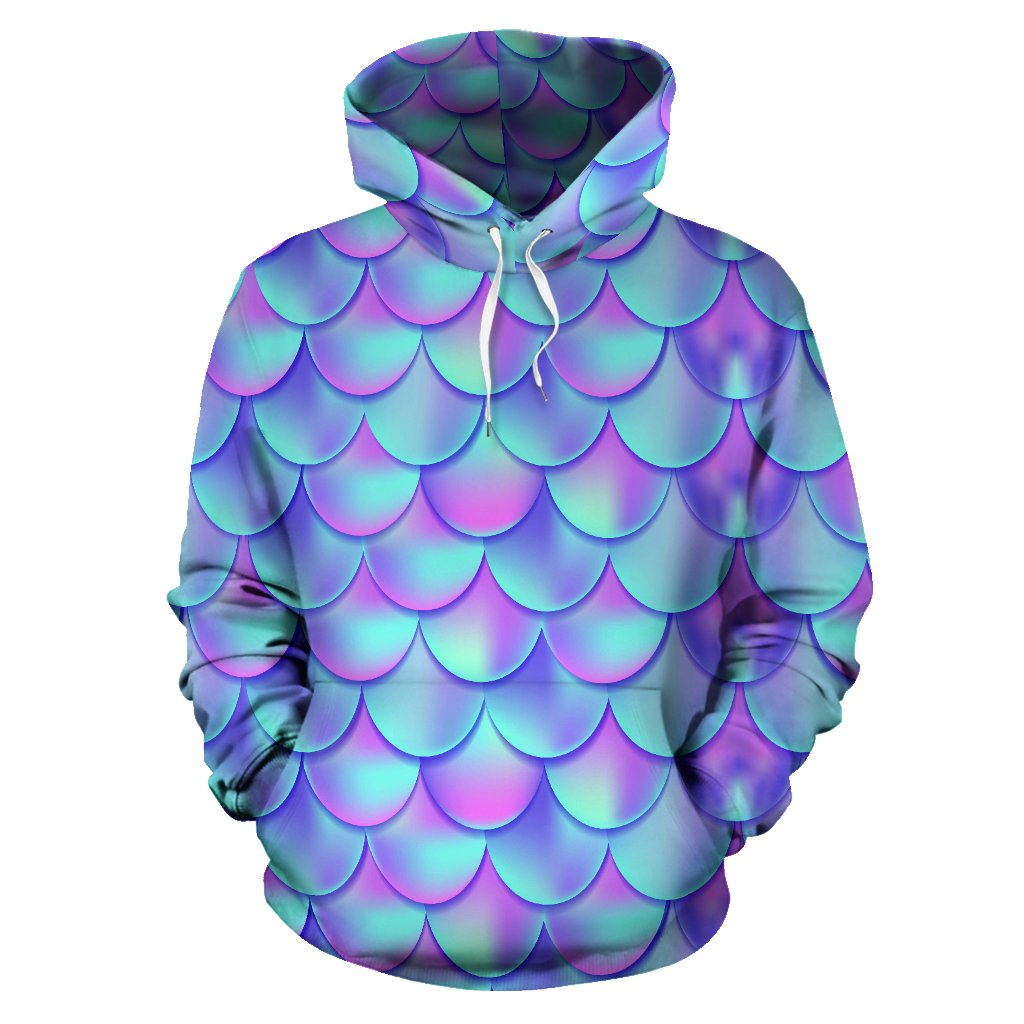 Mermaid Tail Design Print Pattern Pullover Hoodie