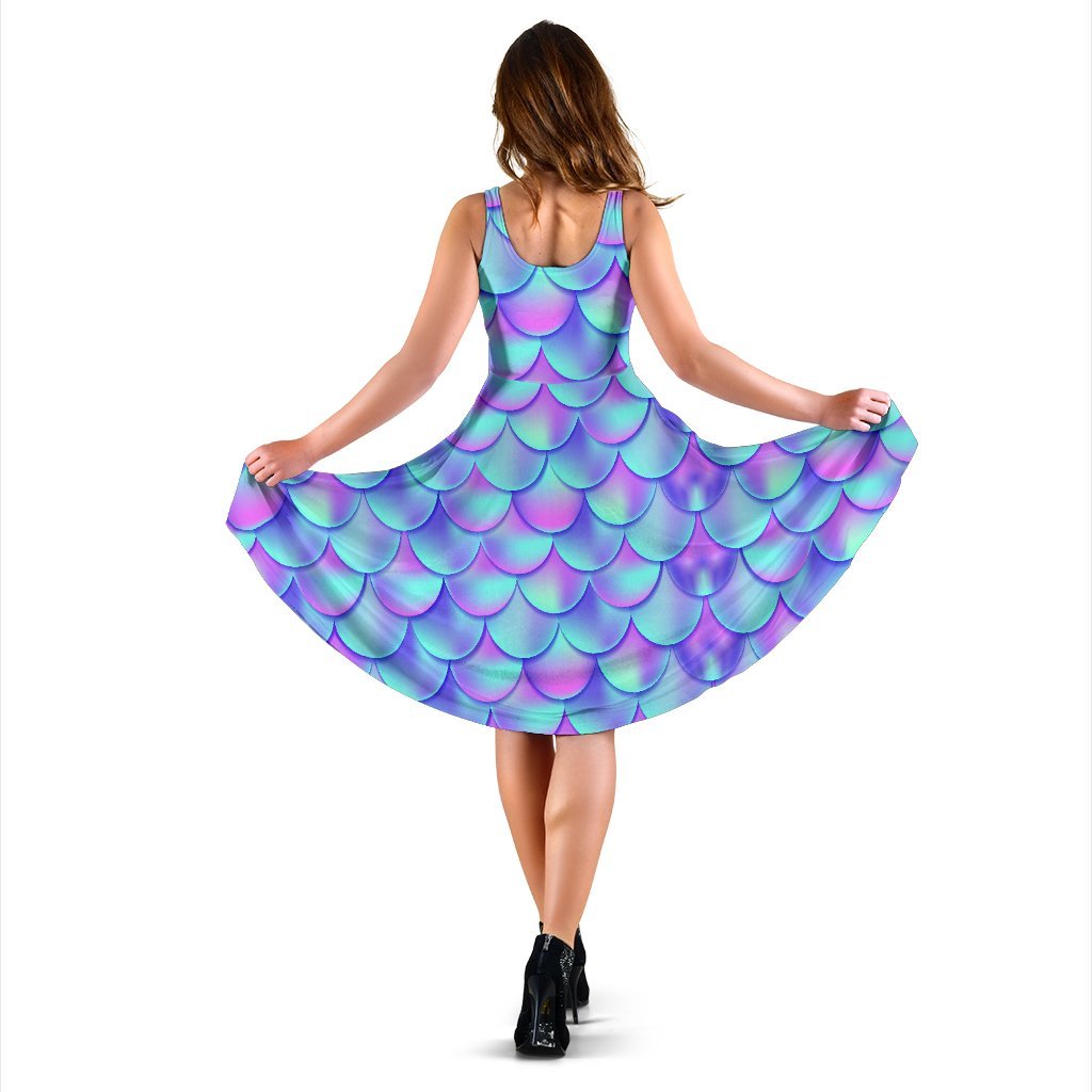 Mermaid Tail Design Print Pattern Sleeveless Dress