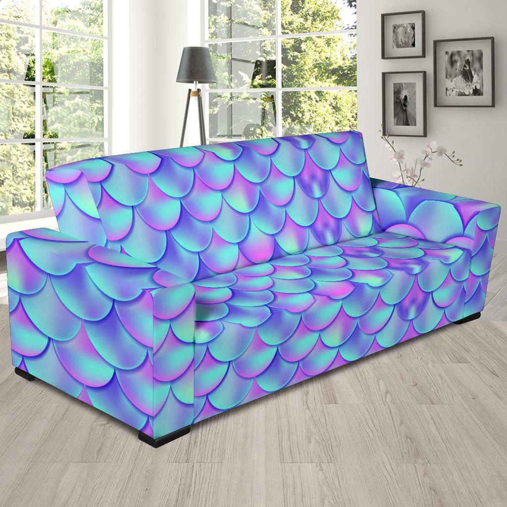 Mermaid Tail Design Print Pattern Sofa Slipcover-JTAMIGO.COM