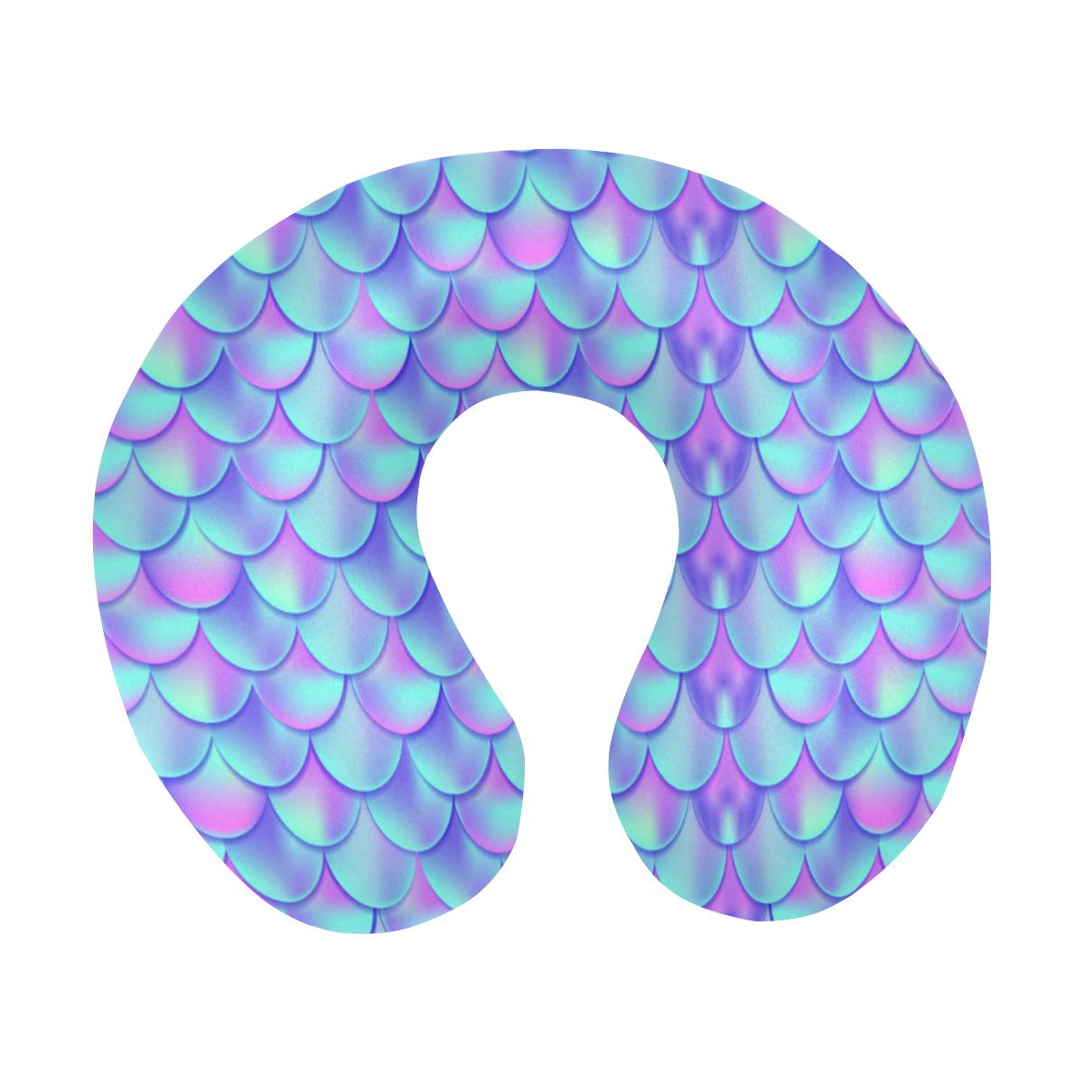 Mermaid Tail Design Print Pattern U-Shaped Travel Neck Pillow-JTAMIGO.COM