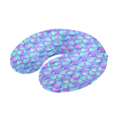 Mermaid Tail Design Print Pattern U-Shaped Travel Neck Pillow-JTAMIGO.COM