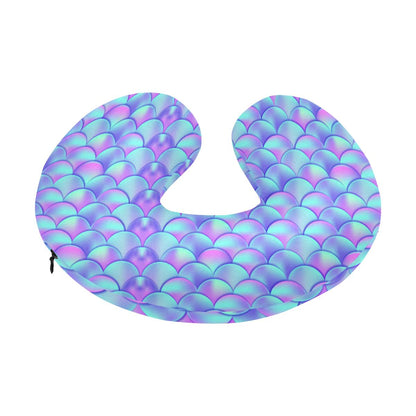 Mermaid Tail Design Print Pattern U-Shaped Travel Neck Pillow-JTAMIGO.COM