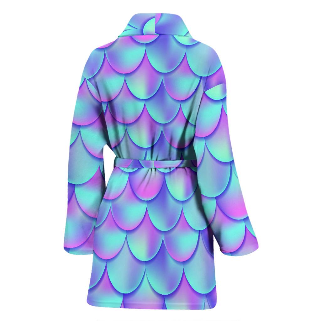 Mermaid Tail Design Print Pattern Women Bath Robe-JTAMIGO.COM