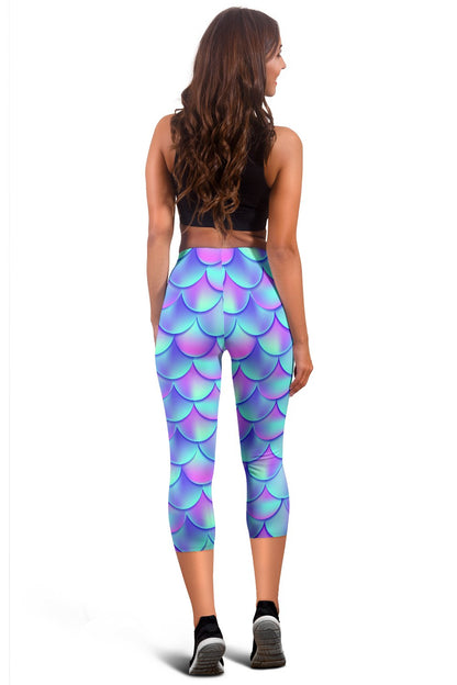 Mermaid Tail Design Print Pattern Women Capris