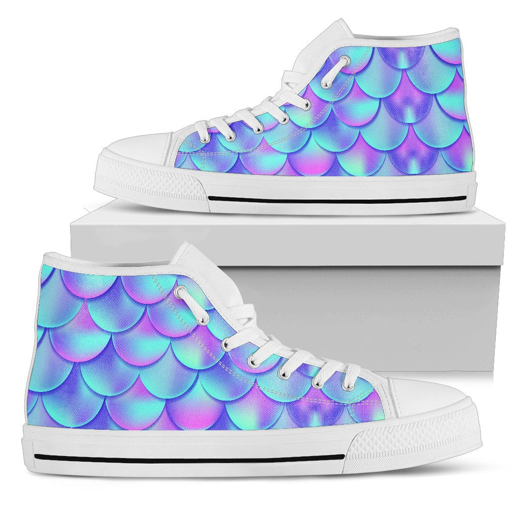 Mermaid Tail Design Print Pattern Women High Top Shoes