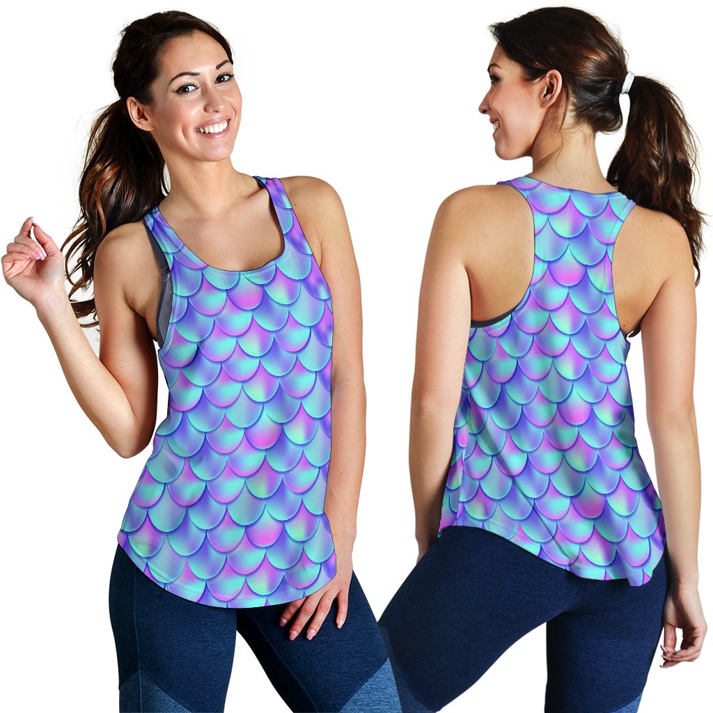 Mermaid Tail Design Print Pattern Women Racerback Tank Top
