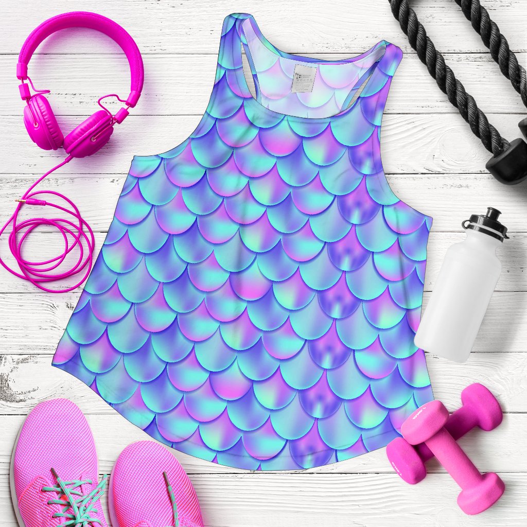 Mermaid Tail Design Print Pattern Women Racerback Tank Top