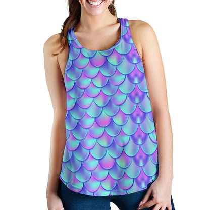 Mermaid Tail Design Print Pattern Women Racerback Tank Top