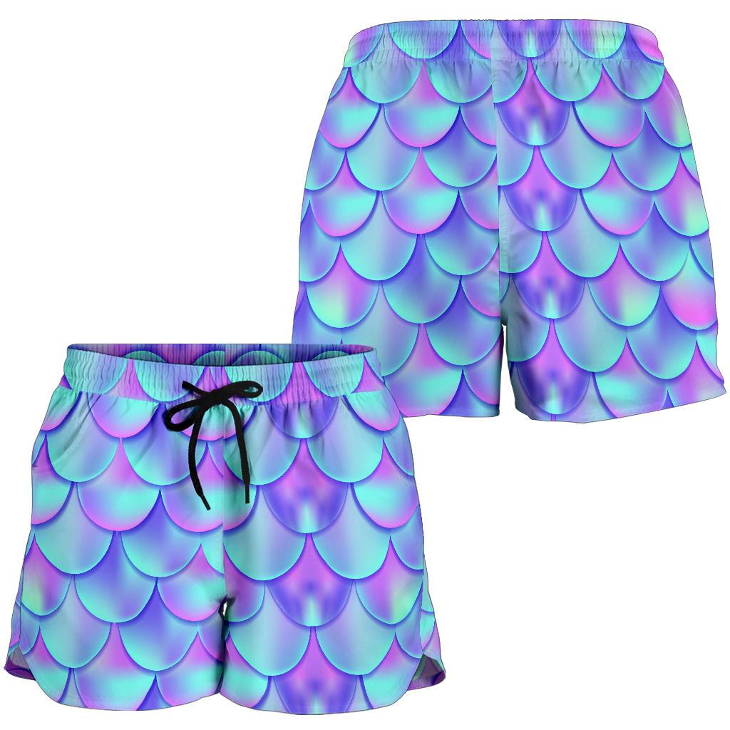 Mermaid Tail Design Print Pattern Women Shorts-JTAMIGO.COM