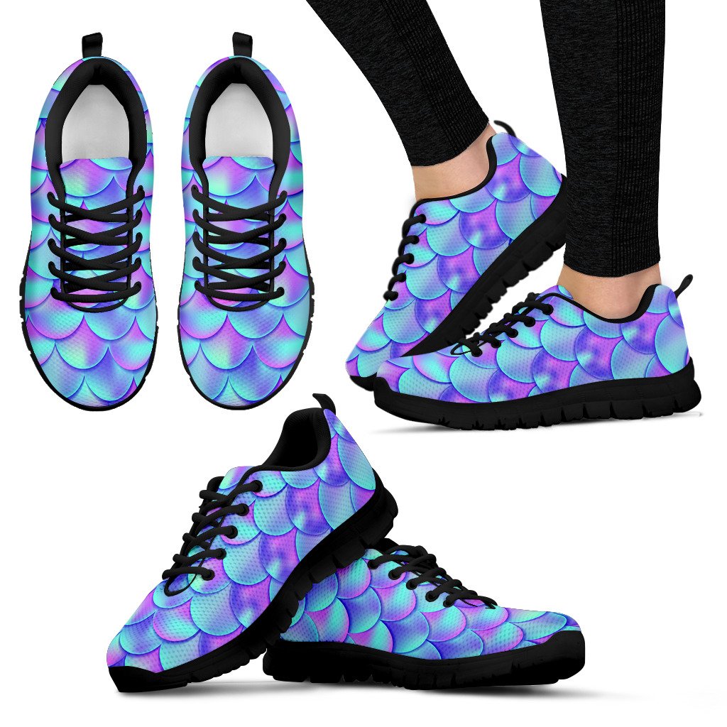Mermaid Tail Design Print Pattern Women Sneakers Shoes