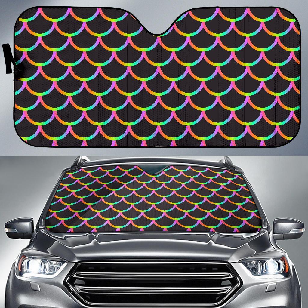 Mermaid Tail Rainbow Design Print Car Sun Shade For Windshield