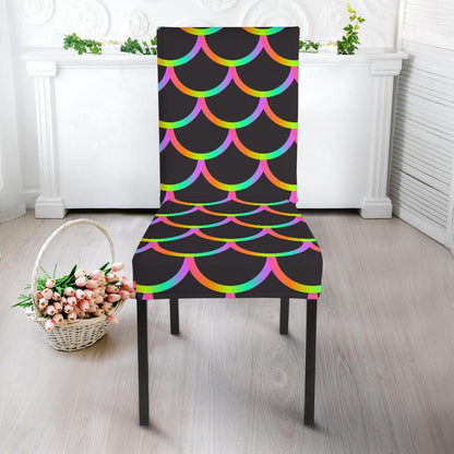 Mermaid Tail Rainbow Design Print Dining Chair Slipcover-JTAMIGO.COM