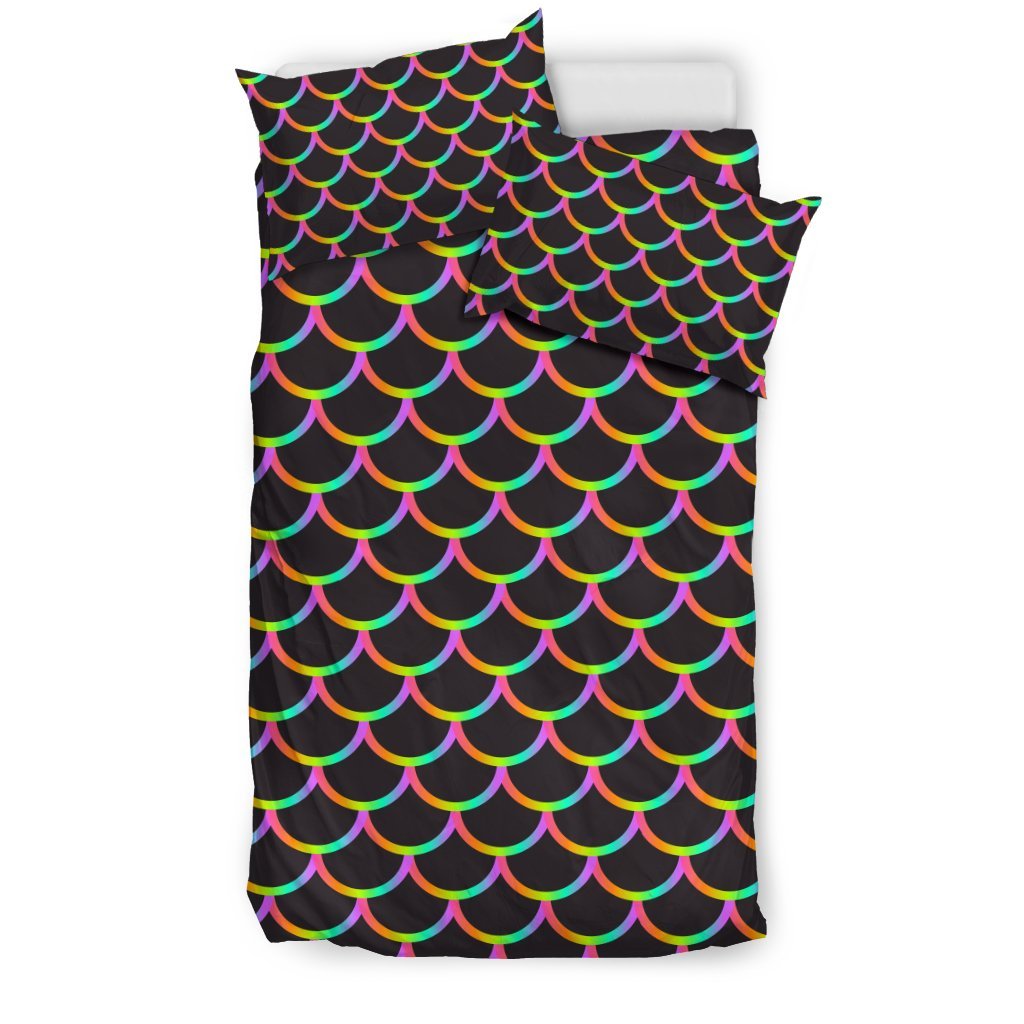 Mermaid Tail Rainbow Design Print Duvet Cover Bedding Set