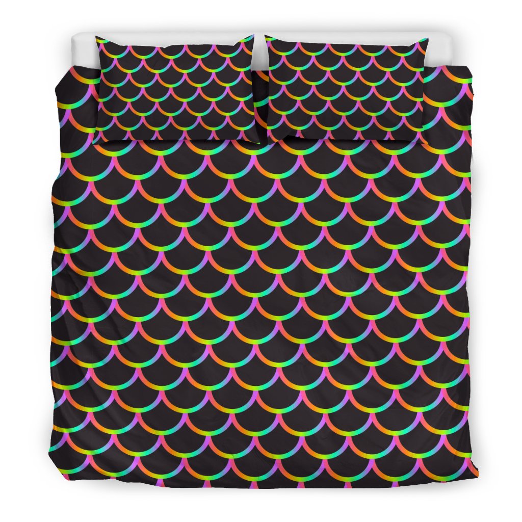 Mermaid Tail Rainbow Design Print Duvet Cover Bedding Set