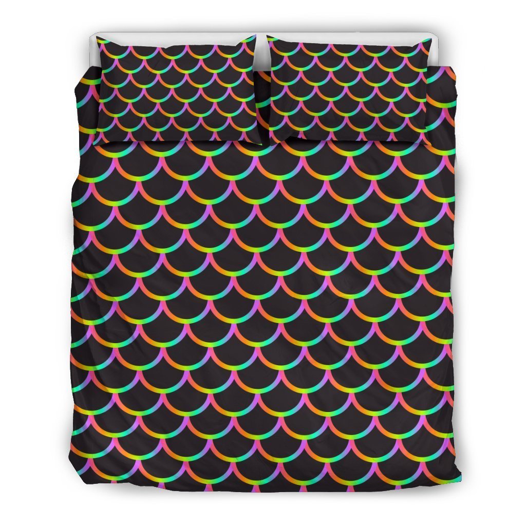 Mermaid Tail Rainbow Design Print Duvet Cover Bedding Set