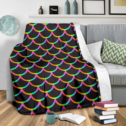 Mermaid Tail Rainbow Design Print Fleece Blanket