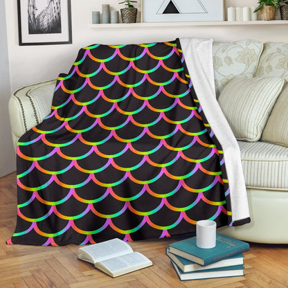Mermaid Tail Rainbow Design Print Fleece Blanket