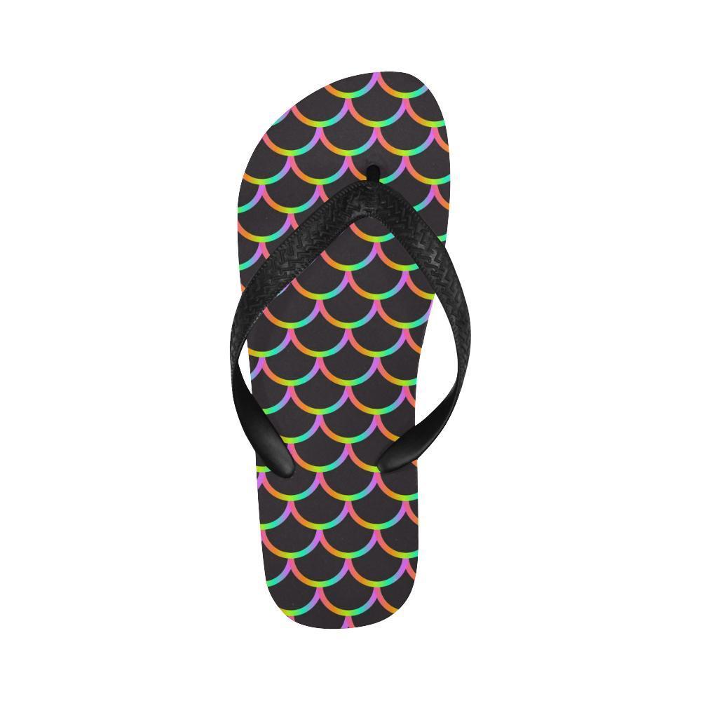Mermaid Tail Rainbow Design Print Flip Flops-JTAMIGO.COM