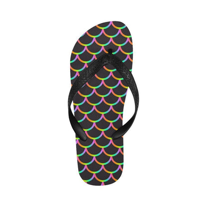 Mermaid Tail Rainbow Design Print Flip Flops-JTAMIGO.COM