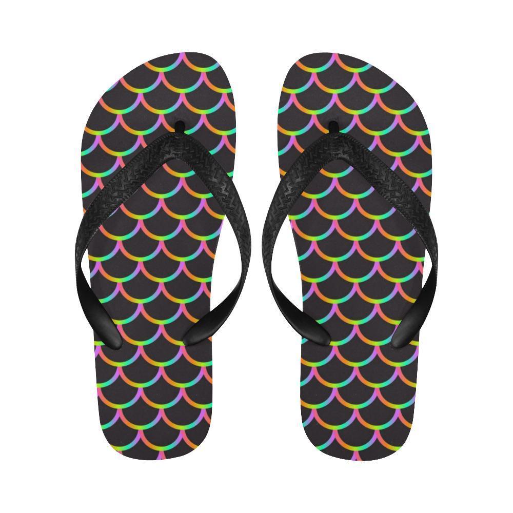 Mermaid Tail Rainbow Design Print Flip Flops-JTAMIGO.COM