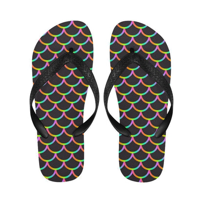 Mermaid Tail Rainbow Design Print Flip Flops-JTAMIGO.COM