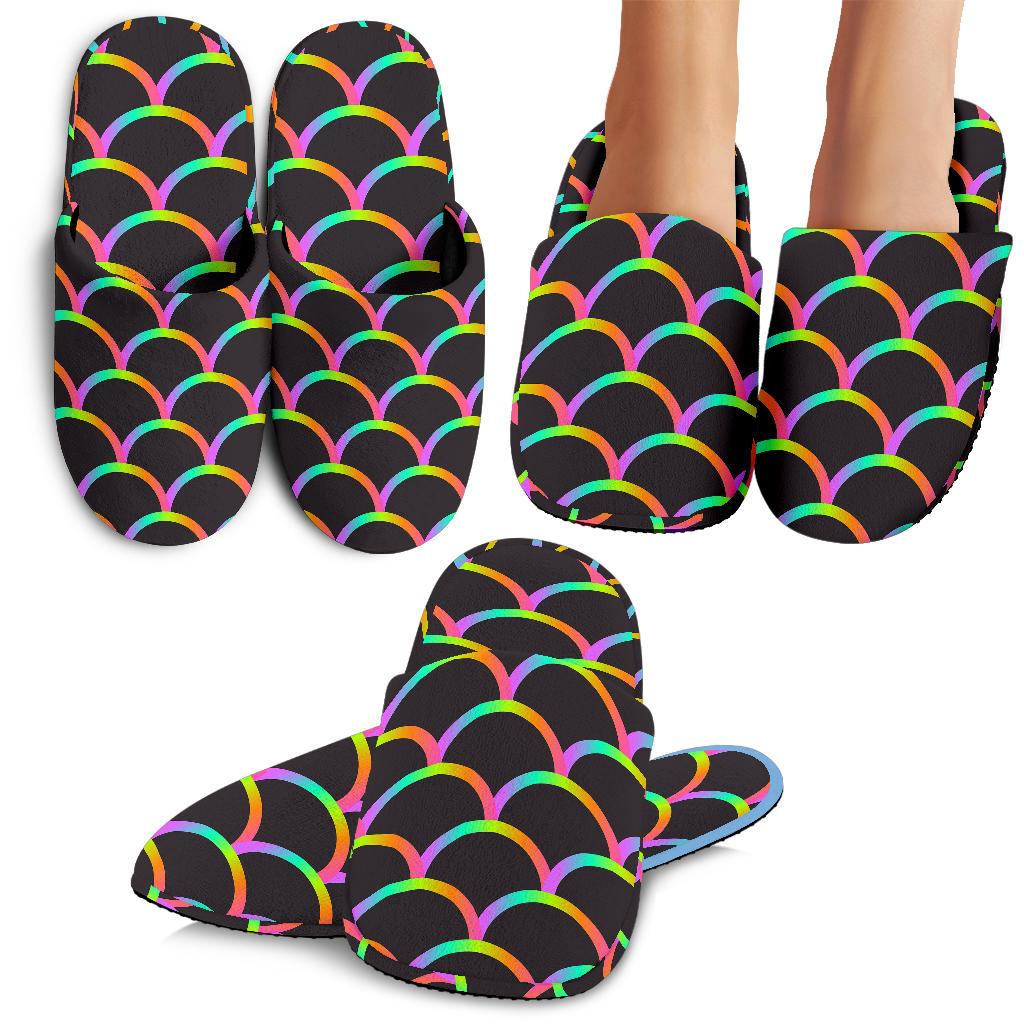 Mermaid Tail Rainbow Design Print House Slippers