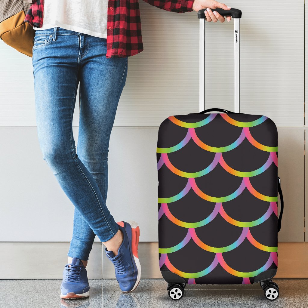 Mermaid Tail Rainbow Design Print Luggage Cover Protector
