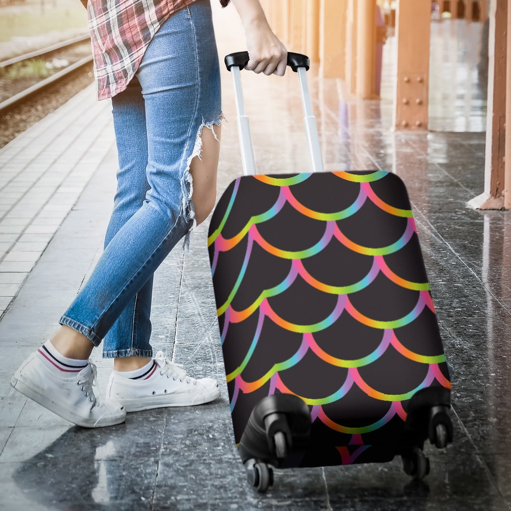 Mermaid Tail Rainbow Design Print Luggage Cover Protector