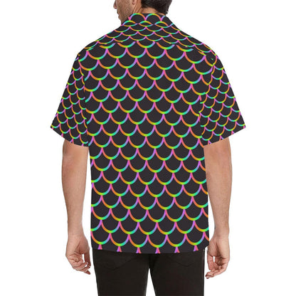 Mermaid Tail Rainbow Design Print Men Aloha Hawaiian Shirt