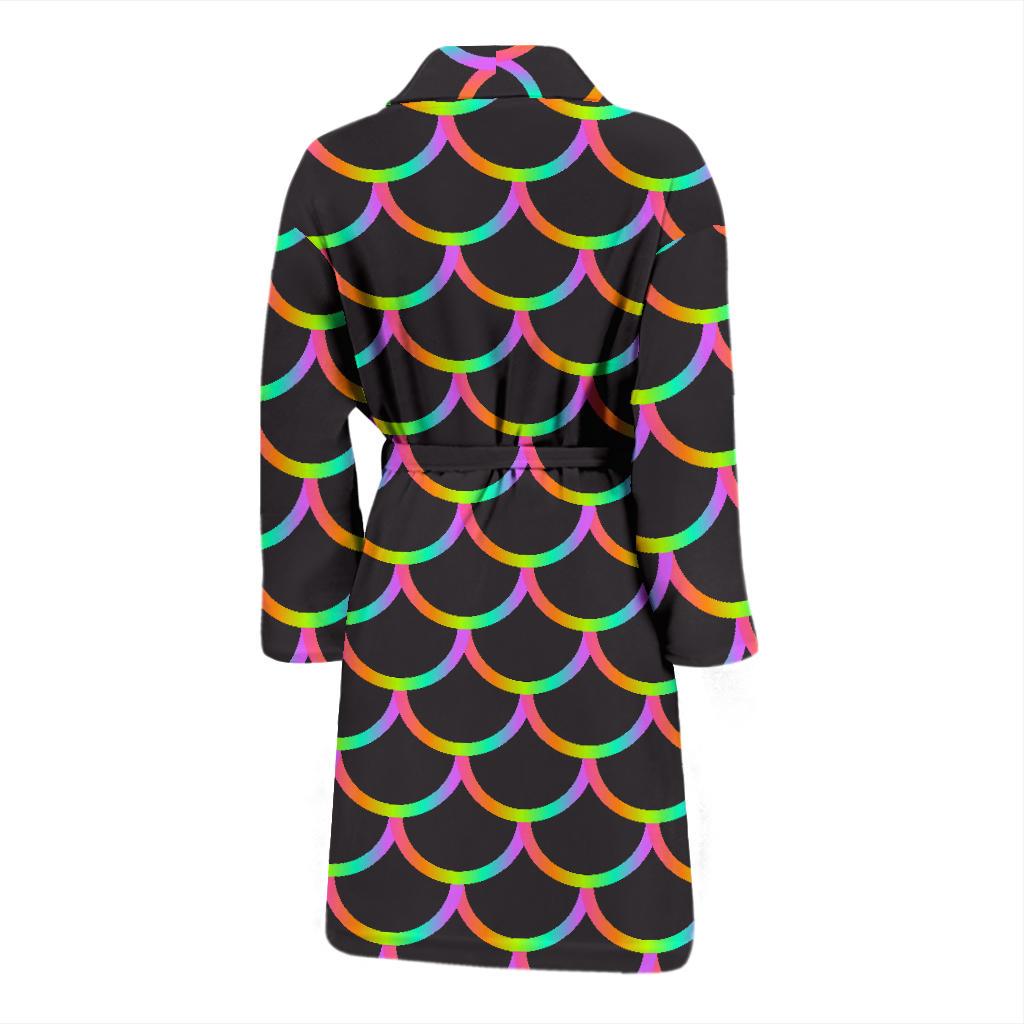 Mermaid Tail Rainbow Design Print Men Bath Robe-JTAMIGO.COM