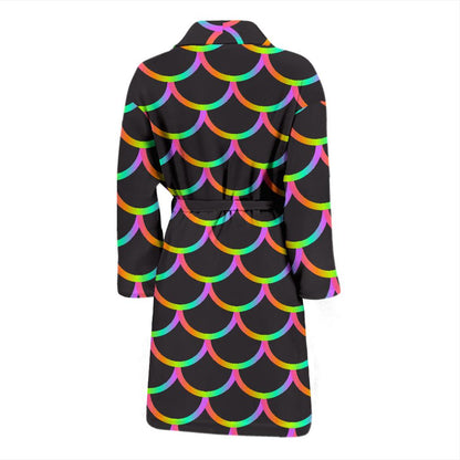 Mermaid Tail Rainbow Design Print Men Bath Robe-JTAMIGO.COM