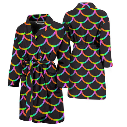 Mermaid Tail Rainbow Design Print Men Bath Robe-JTAMIGO.COM