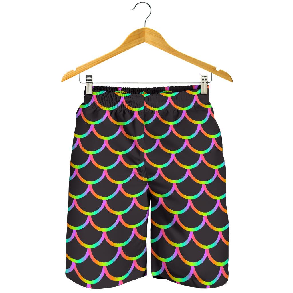Mermaid Tail Rainbow Design Print Mens Shorts-JTAMIGO.COM
