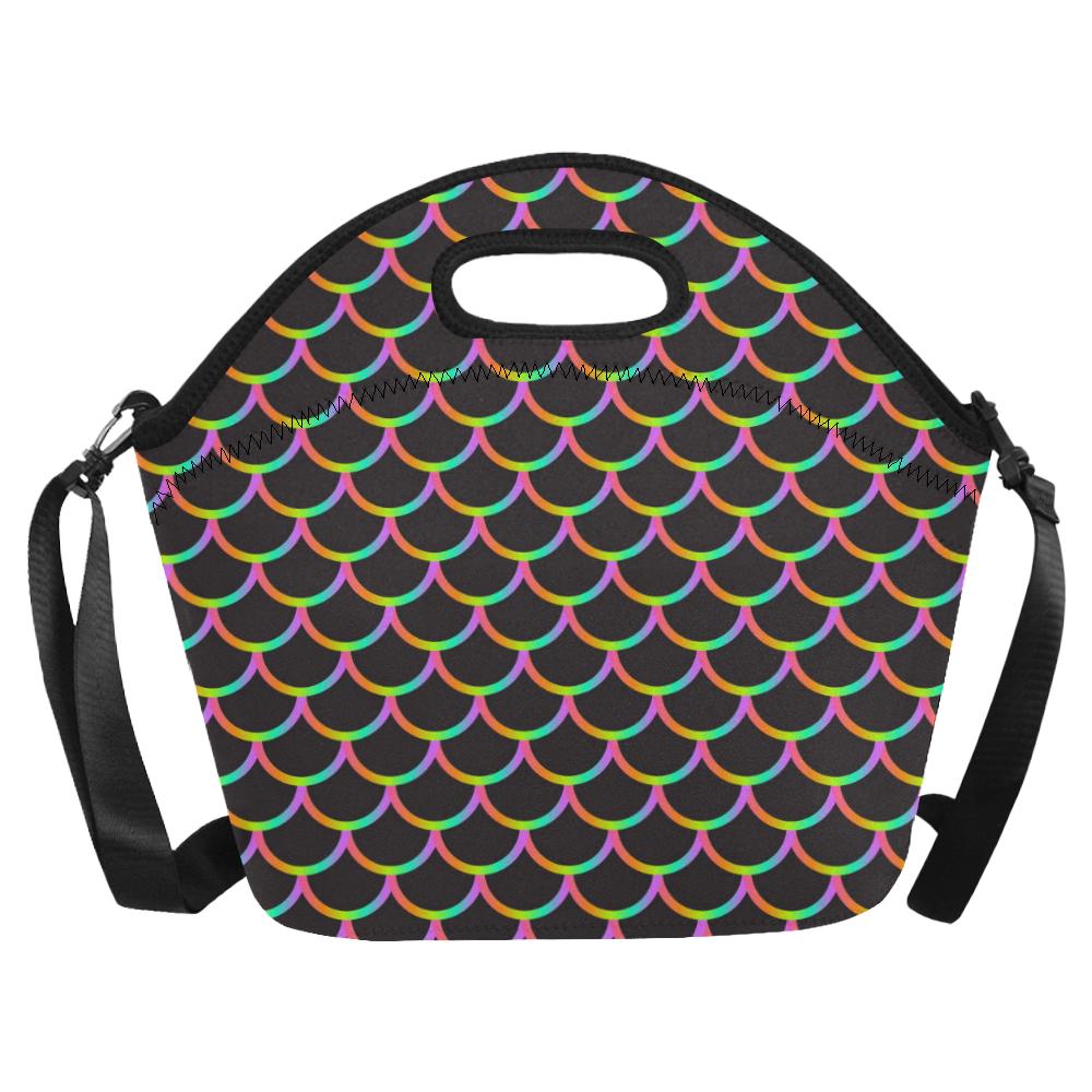 Mermaid Tail Rainbow Design Print Neoprene Lunch Bag (Model 1669)(Large)-JTAMIGO.COM
