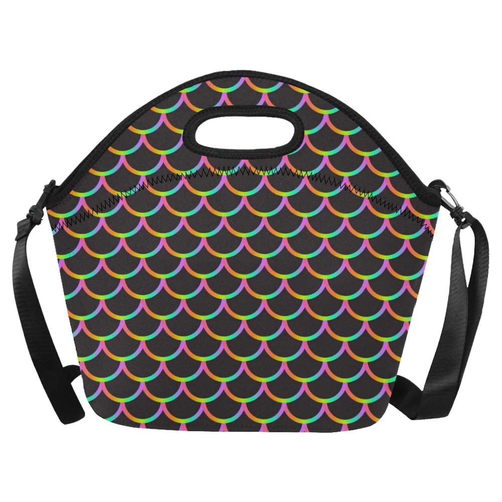 Mermaid Tail Rainbow Design Print Neoprene Lunch Bag (Model 1669)(Large)-JTAMIGO.COM