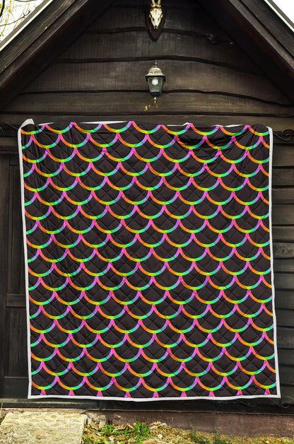 Mermaid Tail Rainbow Design Print Premium Quilt-JTAMIGO.COM
