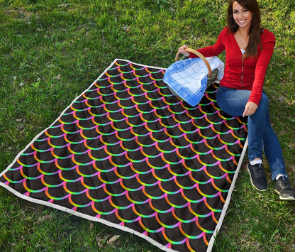 Mermaid Tail Rainbow Design Print Premium Quilt-JTAMIGO.COM