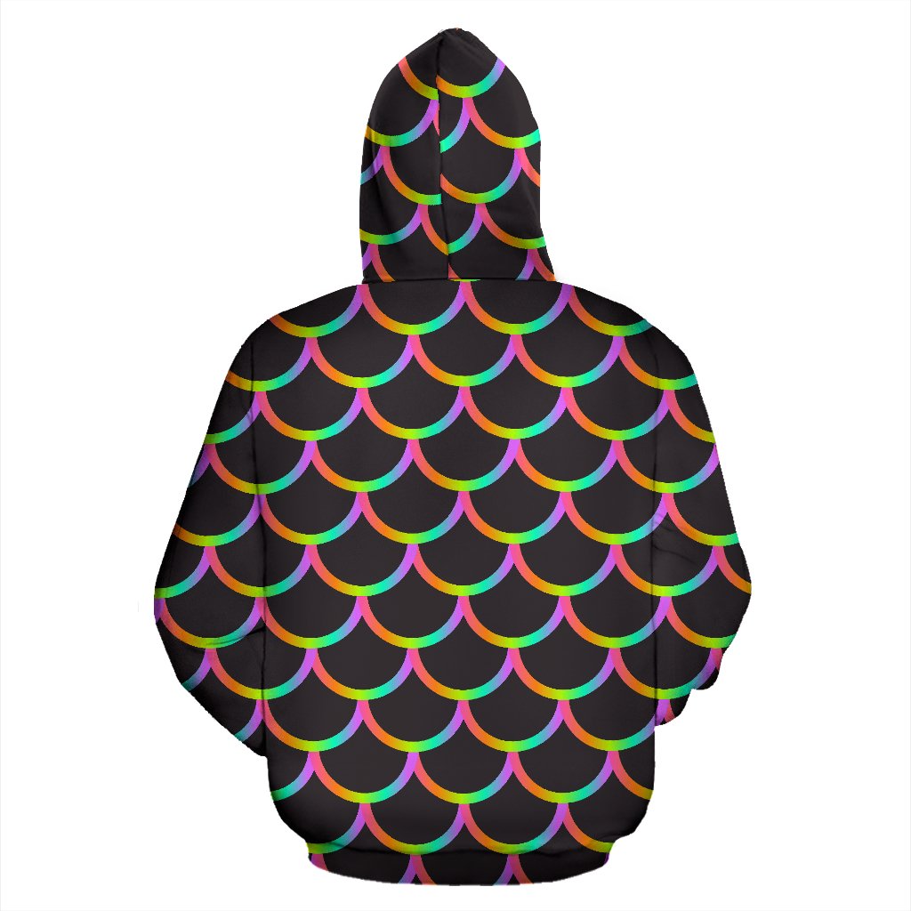 Mermaid Tail Rainbow Design Print Pullover Hoodie