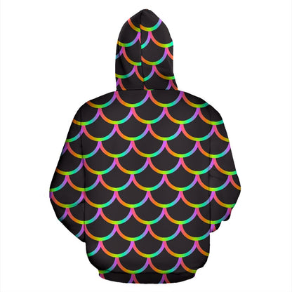 Mermaid Tail Rainbow Design Print Pullover Hoodie