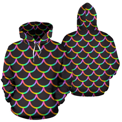 Mermaid Tail Rainbow Design Print Pullover Hoodie