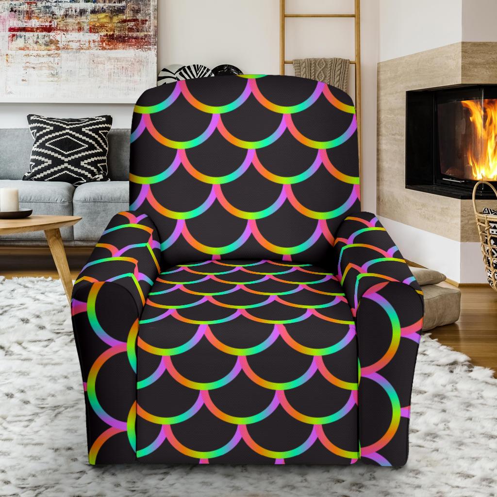 Mermaid Tail Rainbow Design Print Single Sofa Slipcover -JTAMIGO.COM