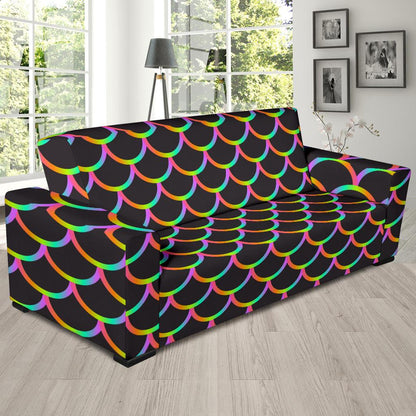 Mermaid Tail Rainbow Design Print Sofa Slipcover-JTAMIGO.COM