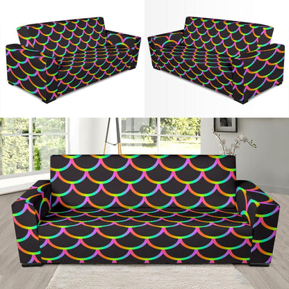 Mermaid Tail Rainbow Design Print Sofa Slipcover-JTAMIGO.COM