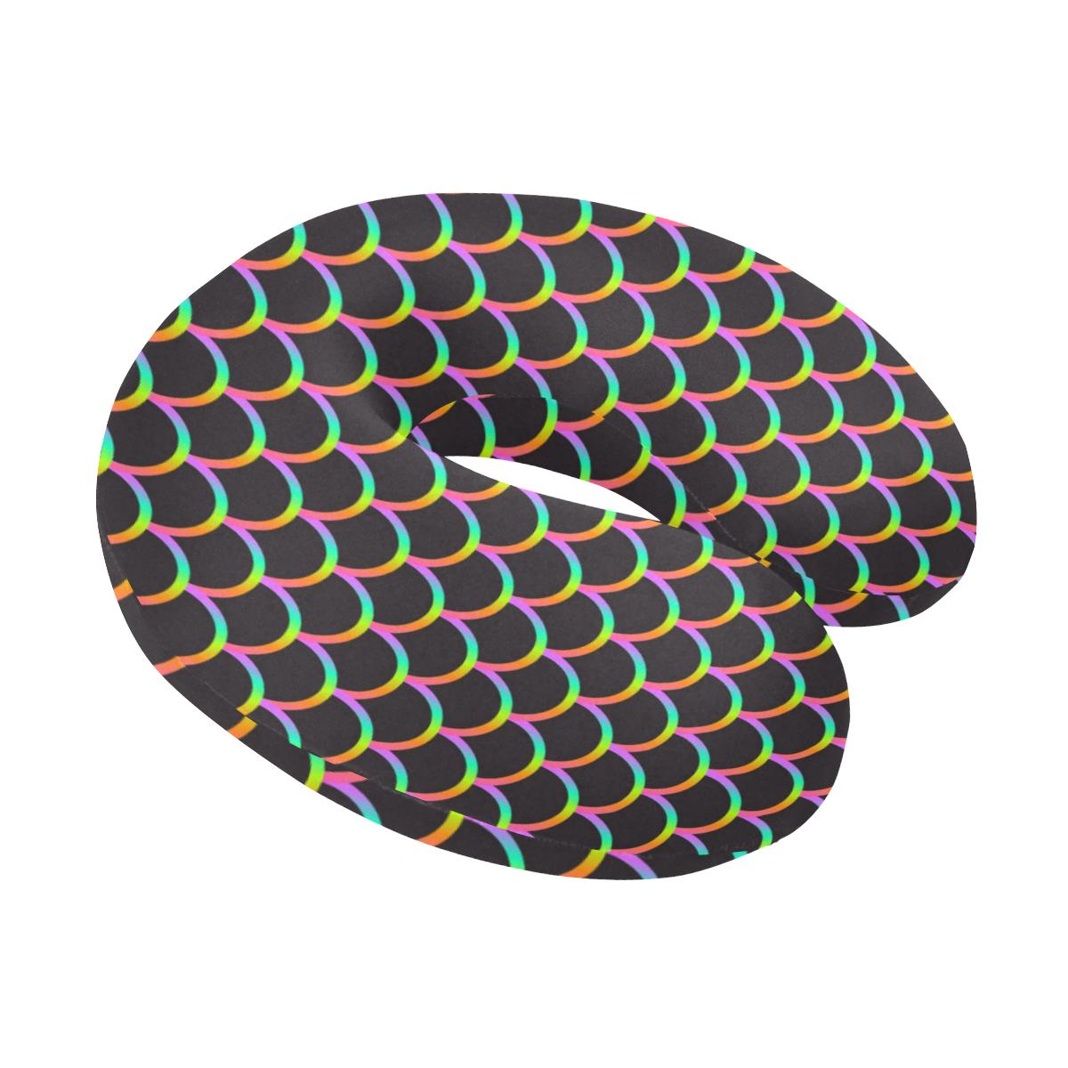 Mermaid Tail Rainbow Design Print U-Shaped Travel Neck Pillow-JTAMIGO.COM