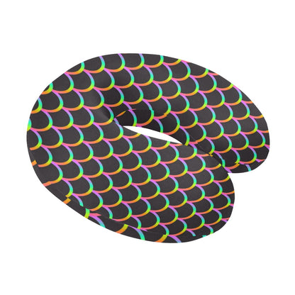 Mermaid Tail Rainbow Design Print U-Shaped Travel Neck Pillow-JTAMIGO.COM