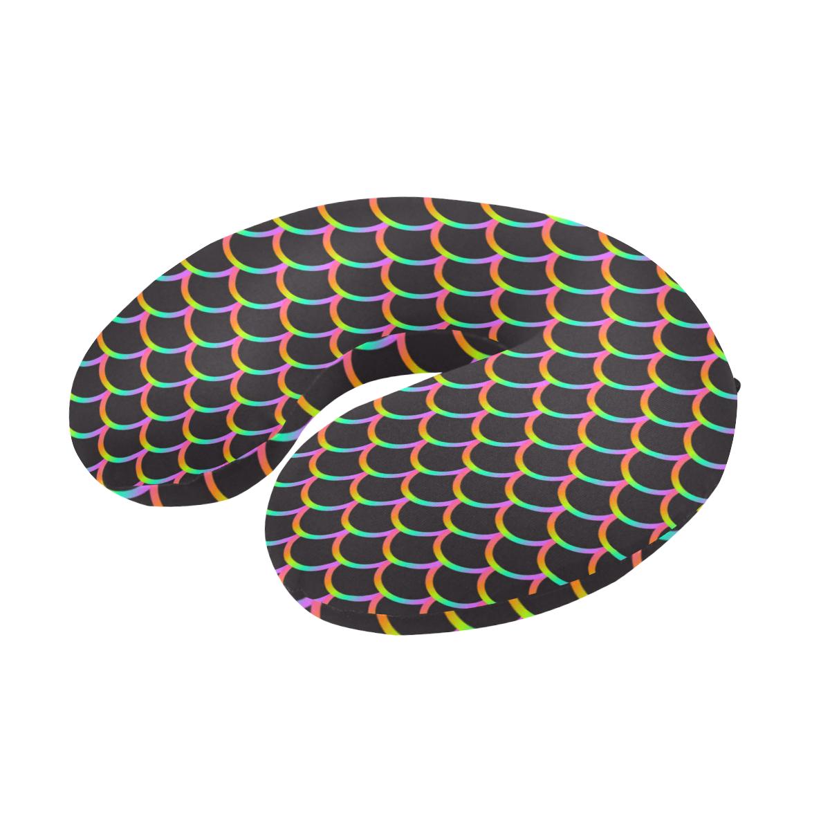 Mermaid Tail Rainbow Design Print U-Shaped Travel Neck Pillow-JTAMIGO.COM